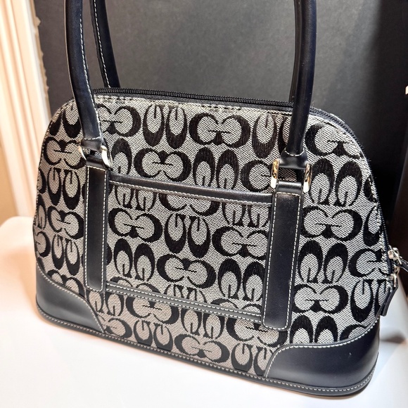 Canvas Tote Satchel Handbag, Black & Gray. EUC - Picture 1 of 6